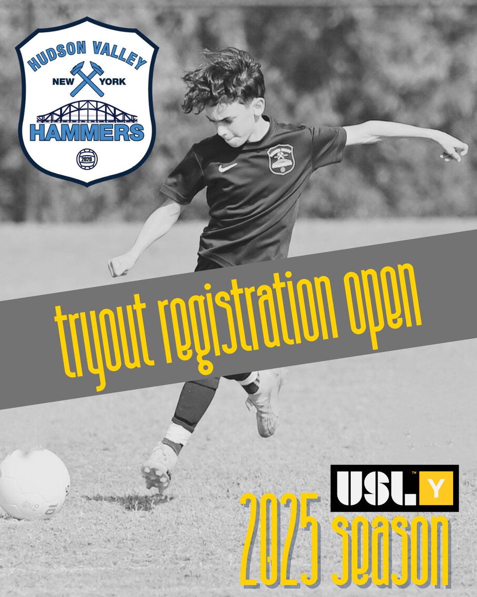 Looking to play for our <a href="/usl_youth/">USL Youth</a>  teams?

Eligible Ages
Boys &amp; Girls U10 (2016) through U16 (2010)
Boys U17 (2009)
Boys U19 (2008/2007)
Girls U19 (2009/2008/2007)

Register for tryouts
February 23 &amp; March 2

hv-hammers-inc.sportngin.com/register/form/…