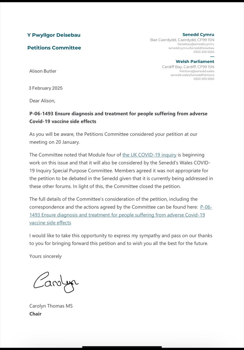 CraftsByAlison's tweet photo. 🚨Petition title: Ensure diagnosis and treatment for people suffering from adverse Covid-19 vaccine side effects was ‘heard’ on 20th January
@RhysOwenThomas says
🗣️ “This is a matter that probably all of us have had some correspondence from constituents on from time to time.”
❌ Not one of the @SeneddPetitions wanted to look into why there is NO ADEQUATE TREATMENT for the #VaccineInjured
❌Despite having 11K signatures, the Petition was closed
❌Expressing their sympathy, its not going to reverse the damage that the Covid Vaccine has done
❌We are REAL people , who are now SUFFERING from the #CovidVaccine that we were told by @WelshGovernment was going to PROTECT us ….. Will #NeverForget
Gawd I’m so fatigued, I’ve had enough of the constant battling for treatment, for support
#LeftToRot , treated as #CollateralDamage for the great of others …..
#VaccineInjuries #VaccineInjury #VaccineSideEffects