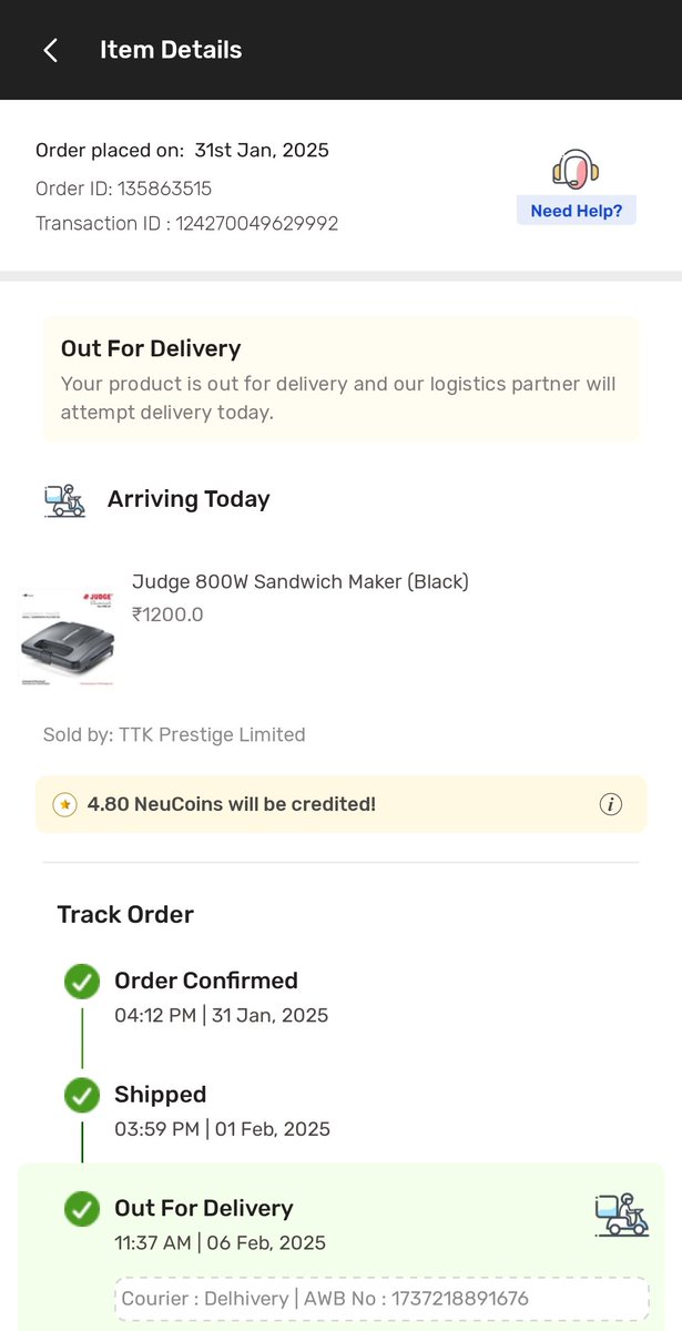 anuvenks's tweet photo. @TataCLiQCare @ConsumerRightX @jagograhakjago find attached screenshot of my order which states that my orderno. 135863515 which has been out for delivery since morning 11.37am today has not been delivered till now. 1/2 https://t.co/nuX03jvUT2