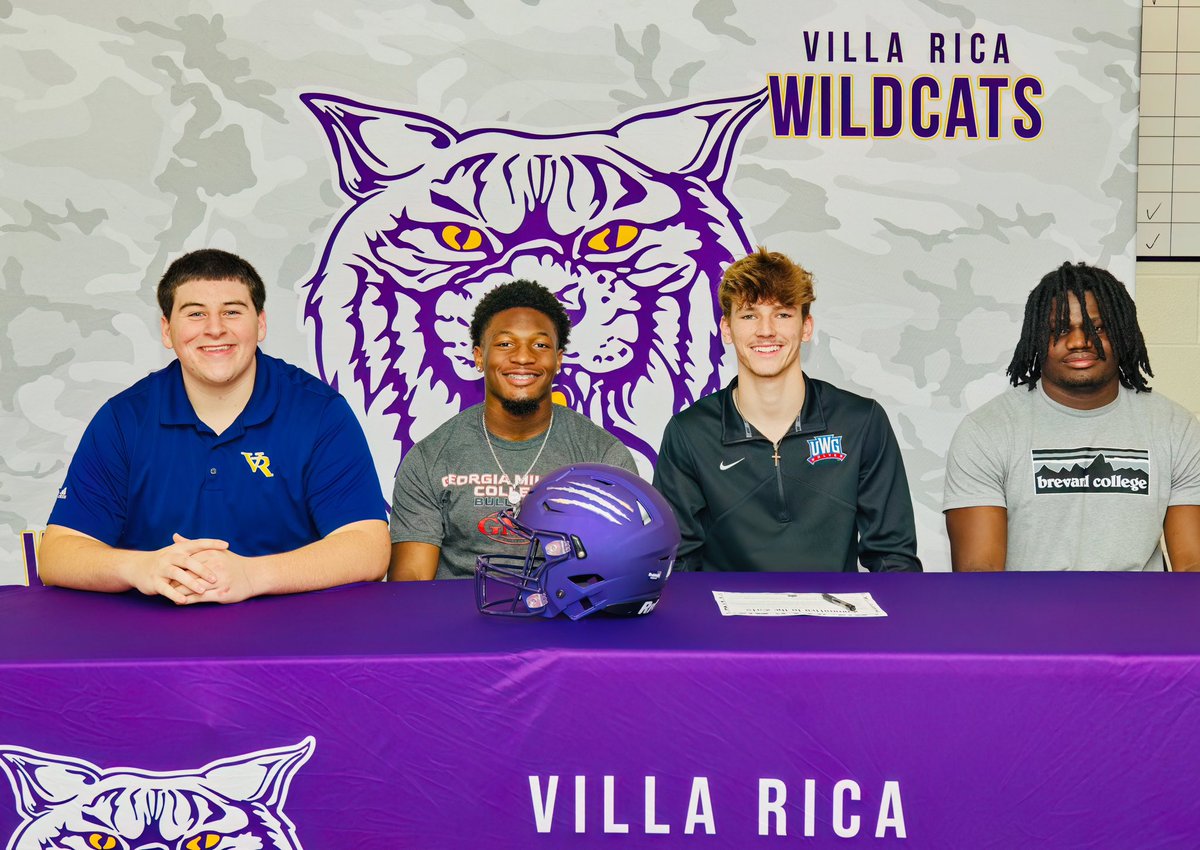 Congratulations on signing to continue your academic and football career at the next level! Go Cats!!

<a href="/william_wallce1/">Will Wallace</a> - UWG
<a href="/BraddockVohun/">Braddock Vohun</a> - Reinhardt
<a href="/Darell22x/">Kaleb Aker</a> - GMC
<a href="/jaceradford1/">Jace Radford</a> - Brevard