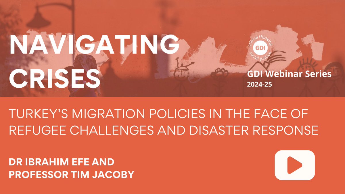 Now on our YouTube, Ibrahim Efe and Tim Jacoby explore the dynamic evolution of Turkey’s migration policies under the dual pressures of the Syrian refugee crisis and post-earthquake disaster management.

Catch up on the webinar now: youtube.com/watch?v=Zfbt1j…