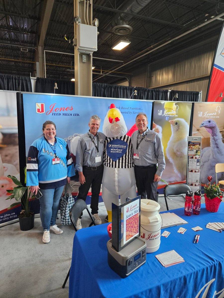The Ethoguard Team, including their Mascot stopped by the JFM booth at the National Poultry Show yesterday. Ethoguard are the creators and distributors of Prevail, the industry's choice for bio-security. Jones Feed Mills and it's dealers are distributors of Prevail. #jfmpoultry