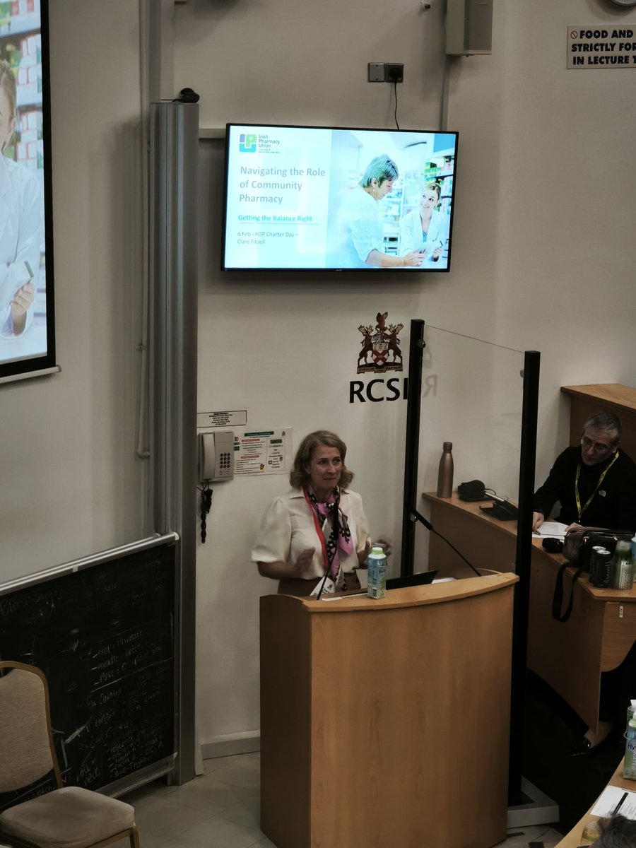 Up first is Clare Fitzell, Head of Strategic Policy, IPU, on "Navigating the Role of Community Pharmacy - Getting the balance right" 
#CharterWeek
<a href="/RCSI_Irl/">RCSI</a>