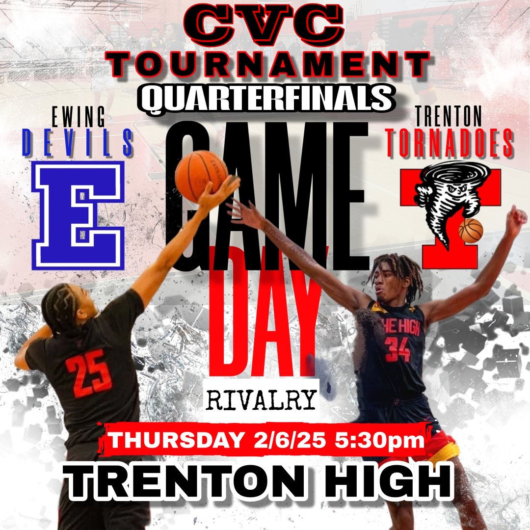 Trenton Central High Boys Basketball (NJ) (@tchsboysbball) on Twitter photo 🚨GAMEDAY🚨 CVC TOURNAMENT QUARTERFINALS today against rivals <a href="/Ewing_Athletics/">Ewing Athletics</a> 5:30pm at TRENTON HIGH
THIS SHOULD BE REAL GOOD ONE TONIGHT. A GAME YOU DONT WANT TO MISS!!!!
WATCH LIVE
youtube.com/live/9PAu_DGJg…
We need everyone if you can come out to support THE HIGH for this 🚨GAMEDAY🚨 CVC TOURNAMENT QUARTERFINALS today against rivals <a href="/Ewing_Athletics/">Ewing Athletics</a> 5:30pm at TRENTON HIGH
THIS SHOULD BE REAL GOOD ONE TONIGHT. A GAME YOU DONT WANT TO MISS!!!!
WATCH LIVE
youtube.com/live/9PAu_DGJg…
We need everyone if you can come out to support THE HIGH for this