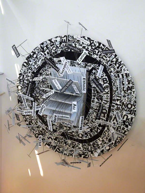 Today's <a href="/artukdotorg/">Art UK</a> #onlineartexchange theme is Textile Art for 'Spotlight On 4: Modern and Contemporary Art from the Collection @chippenham_museum' We’ve chosen this piece from our own Collection by textile artist Michael Brennand-Wood, on dsiplay in the Library on campus.