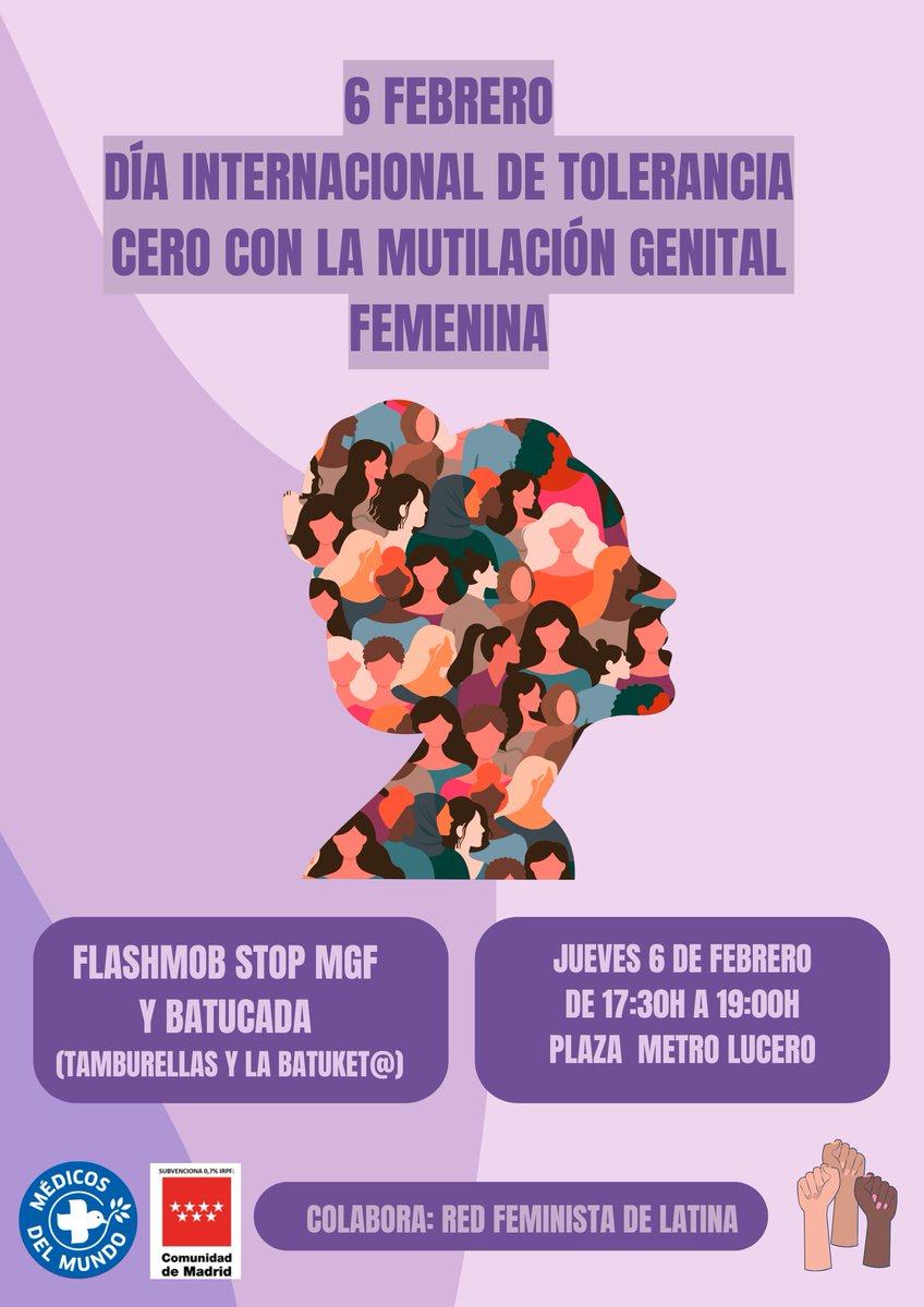En un ratito nos vemos en la Plaza del Metro Lucero para reivindicar la Tolerancia Cero con la Mutilación Genital Femenina 💪💟 Te esperamos! 
#StopMutilaciónGenitalFemenina
#EndFGM