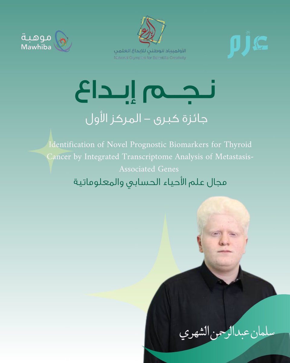 نبارك لزميلنا وأحد مؤسسي عزم، سلمان الشهري، فوزه بالمركز الأول في أولمبياد إبداع وحصوله على جائزة خاصة من الهيئة السعودية للتخصصات الصحية.  
نفتخر بلقب "نجم إبداع" الذي استحقه بكل جدارة، ونتمنى له دوام النجاح والتميز!
