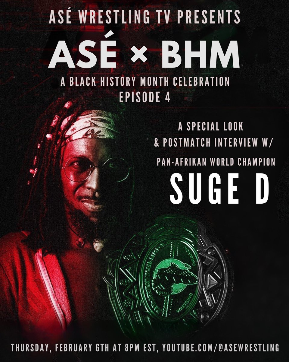 ASEWrestling's tweet photo. ASÉ WRESTLING TV: EPISODE 4

A Special look &amp; Post match interview with Pan Afrikan World Champion @SugarDunkerton 

TONIGHT AT 8PM EST 

#ASETV #ASEXBHM 

LINK: https://t.co/ekhSE4gfQF https://t.co/TyTQpiRJkE