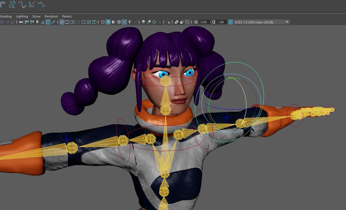 RadulaskiJana's tweet photo. rigging my character in Autodesk Maya #lsbugames #3dmodelling #gamedev #characterdesign #autodeskmaya #substancepainter https://t.co/VLmPAbRJIY