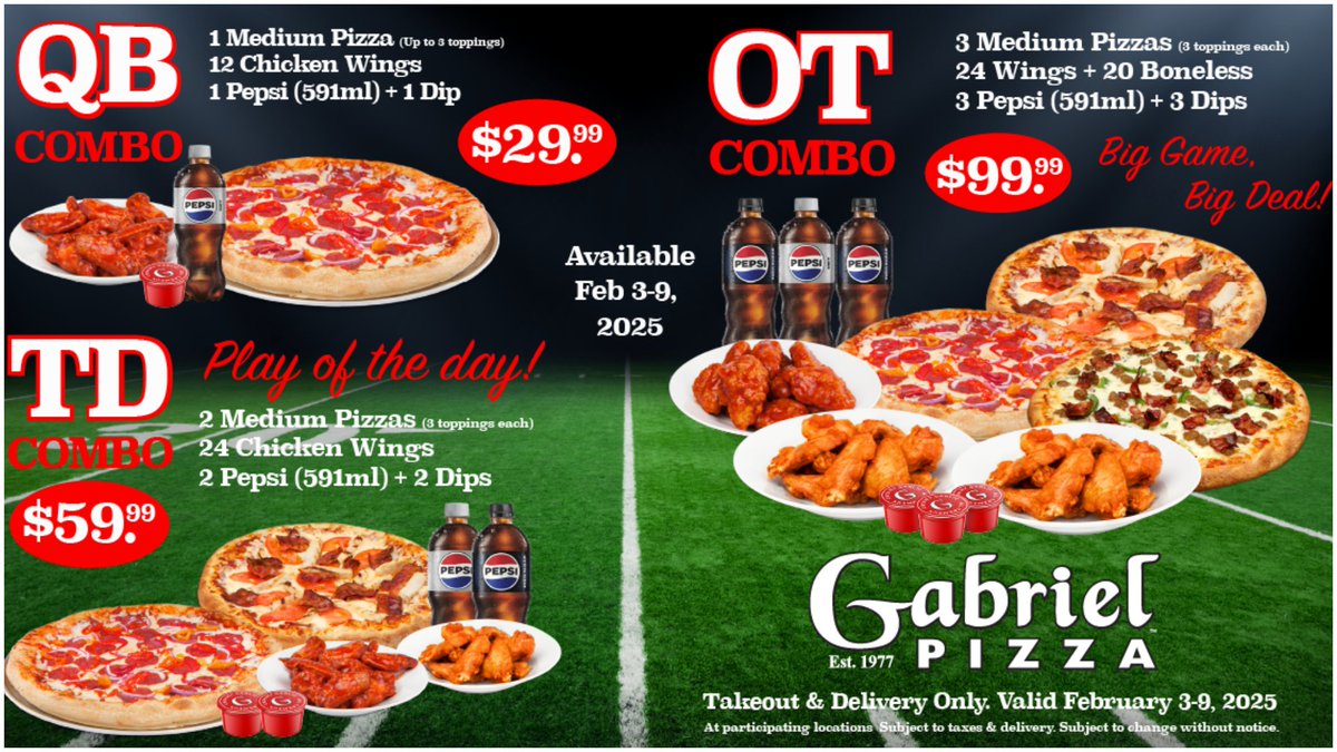 Coming In Hot (@cominginhotsens) on Twitter photo We want to get you set for the #sens game and the Super Bowl this weekend. We are giving away a $50 gift card from our great friends at <a href="/GabrielPizza/">Gabriel Pizza</a>. Don't forget to check out their Super Bowl specials.
Like and Share
Follow <a href="/GabrielPizza/">Gabriel Pizza</a> We want to get you set for the #sens game and the Super Bowl this weekend. We are giving away a $50 gift card from our great friends at <a href="/GabrielPizza/">Gabriel Pizza</a>. Don't forget to check out their Super Bowl specials.
Like and Share
Follow <a href="/GabrielPizza/">Gabriel Pizza</a>