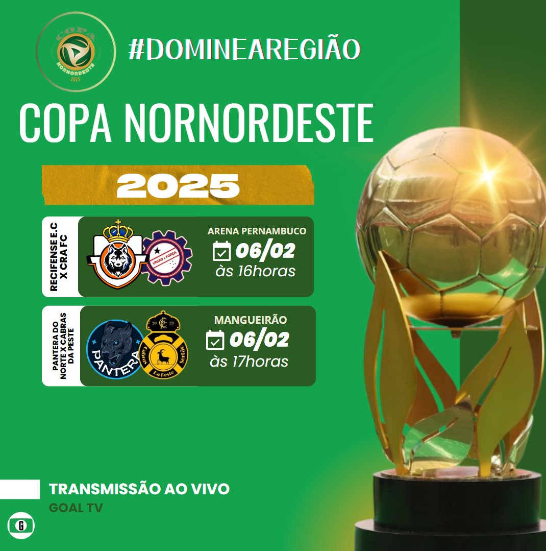 Hoje é dia de semifinais da 𝗖𝗼𝗽𝗮 𝗡𝗼𝗿𝗡𝗼𝗿𝗱𝗲𝘀𝘁𝗲! 🏆

Quem será que chegará na grande final? 👀

#DomineARegião