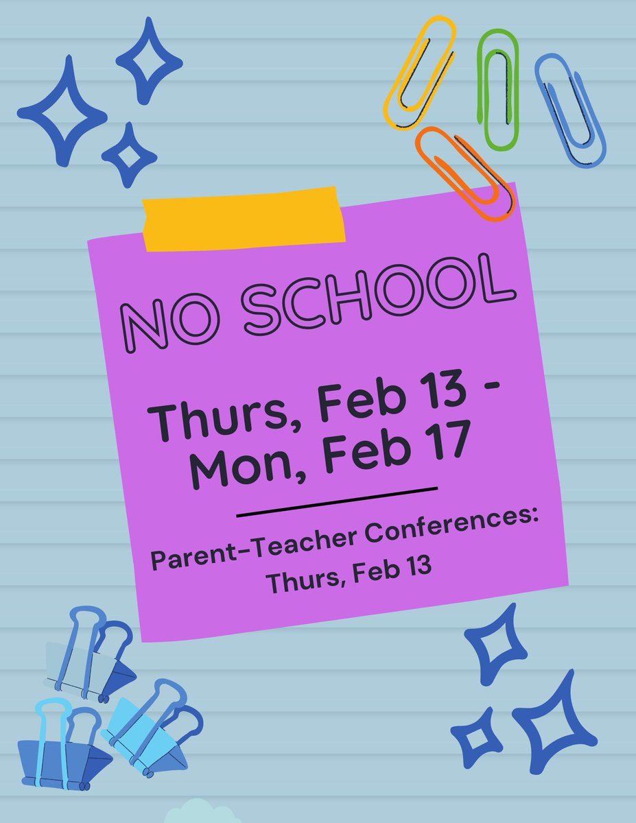 Parent-Teacher Conferences will be held on Thursday, February 13, 2025  

Session 1 – Virtual (Zoom) - 2:00 p.m. to 4:30 p.m.  
Session 2 – In-Person – 5:45 p.m. – 8:15 p.m.

tfd215.org/pub/news/posts…