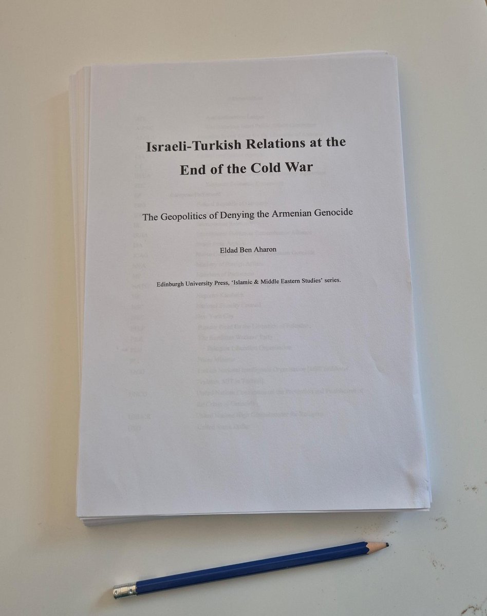 EldadBenAharon's tweet photo. Last week, I submitted the final manuscript of my first book, "Israeli-Turkish Relations at the End of the Cold War", which will be published by @EdinburghUP as part of the Islamic &amp; Middle Eastern Studies series.

Next stop: production and publication! 📖🖨️ https://t.co/JtphXmRpv3