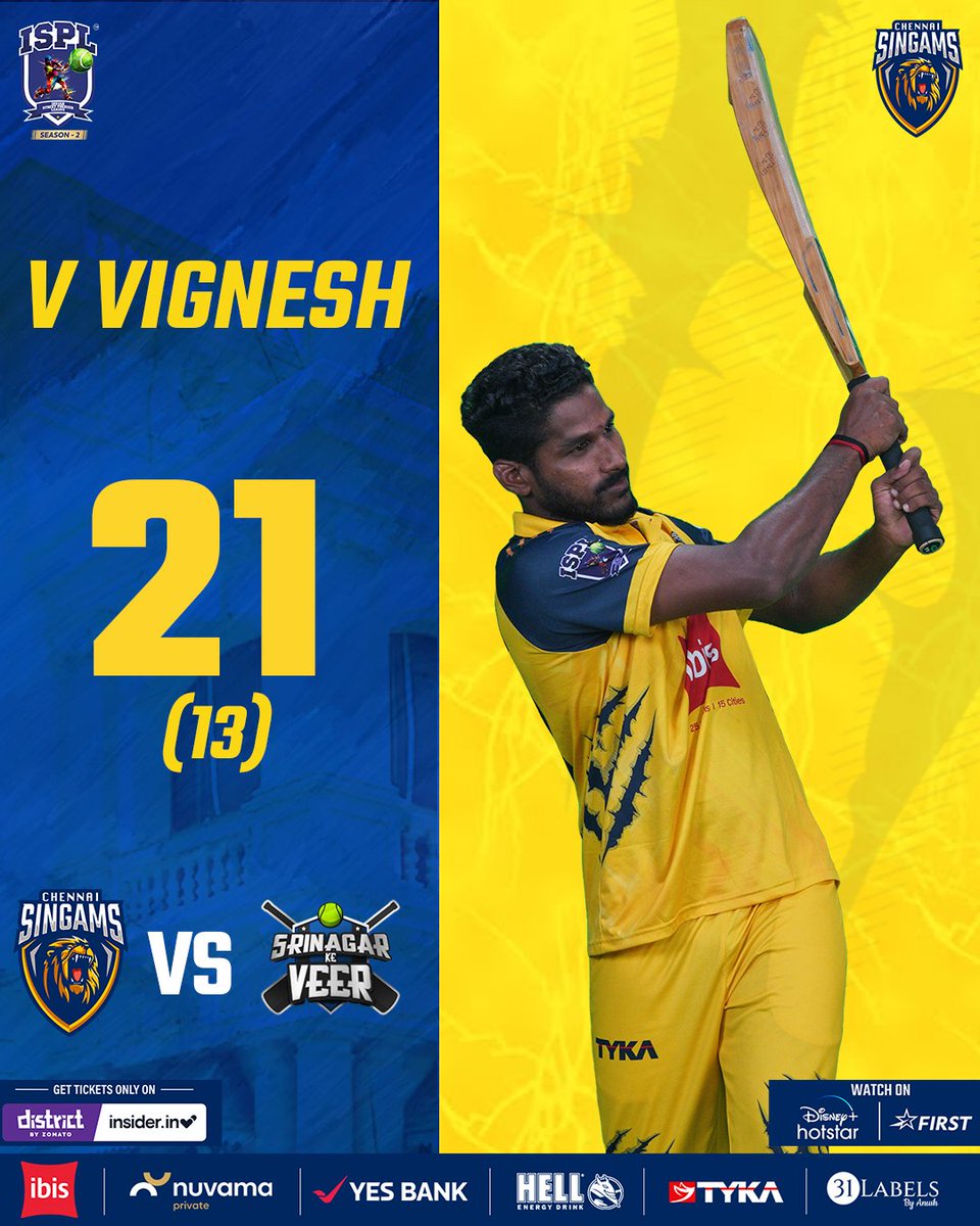 CSingams's tweet photo. Great cameo πͺ
#Roar2Rule #ChennaiSingams #ISPLSeason2
#Street2Stadium #ISPLT10 #GullyCricket
#DikhaApnaGame #SuriyaSivakumar #TervaiAlunkal
#PrideOfTheSouth #VeraLevel #ibisIndia #ibisHotel #ibis #NuvamaPrivate #YESBANK #HELLENERGY #Tyka #31Labels
@Suriya_offl https://t.co/RaTKMXVEUo