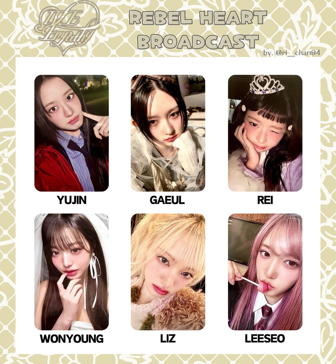 IVE EMPATHY REBEL HEART αꪀԃ ATTITUDE Broadcast photocard list
