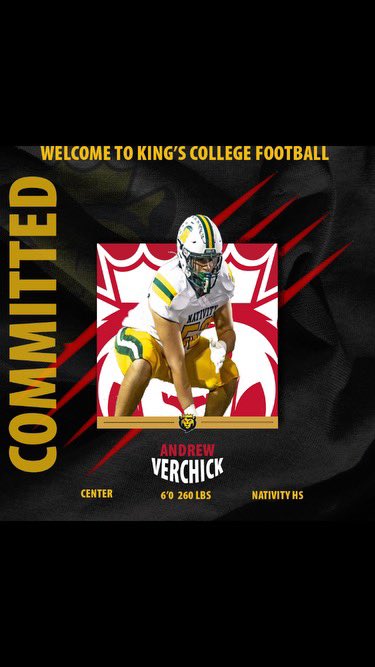 Andrew Verchick (@andrewverch52) on Twitter photo I am proud to announce my commitment to King’s College! I want to thank everyone that has supported me and especially my coaches who have helped me get to where I want to be today. Excited to be a Monarch! ❤️💛
<a href="/coachmason4/">Coach Mason</a>
<a href="/CoachAck53/">Ian Ackerman</a> <a href="/CoachCebrosky/">Coach Mike Cebrosky</a> I am proud to announce my commitment to King’s College! I want to thank everyone that has supported me and especially my coaches who have helped me get to where I want to be today. Excited to be a Monarch! ❤️💛
<a href="/coachmason4/">Coach Mason</a>
<a href="/CoachAck53/">Ian Ackerman</a> <a href="/CoachCebrosky/">Coach Mike Cebrosky</a>