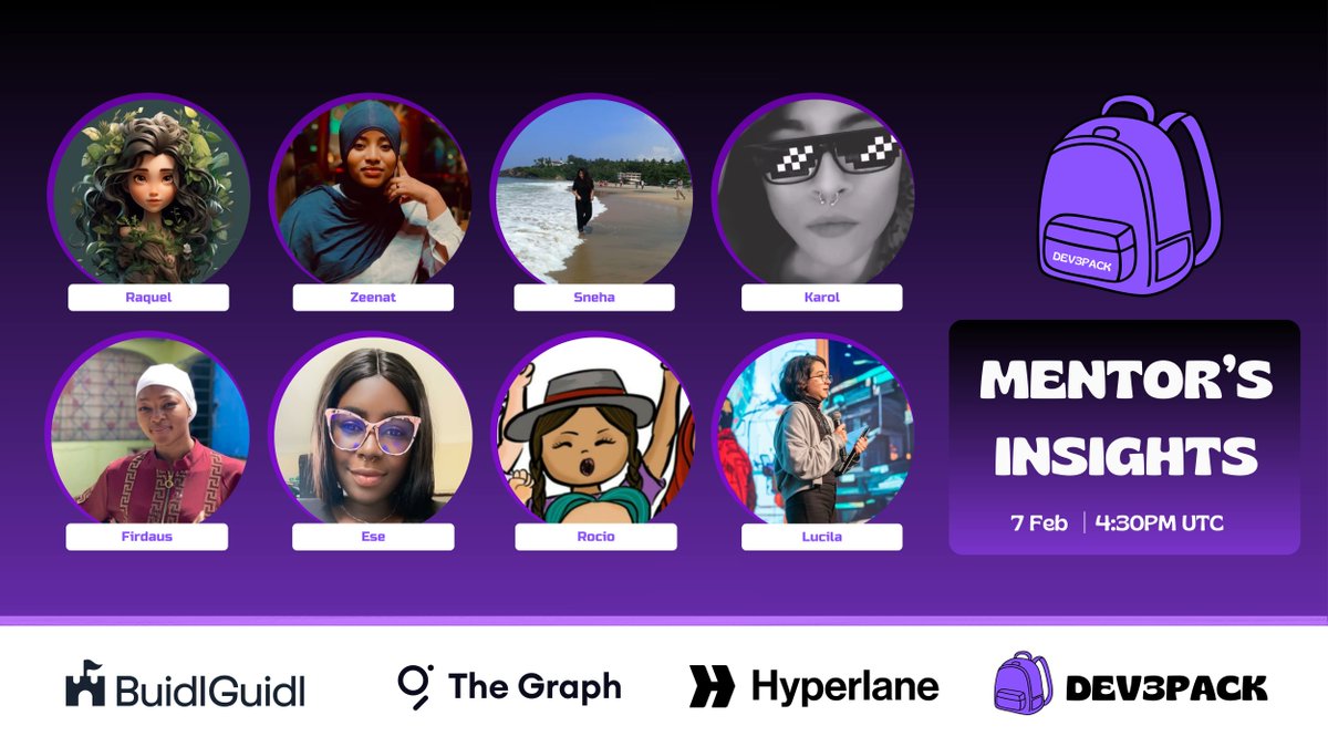 𝗠𝗲𝗻𝘁𝗼𝗿'𝘀 𝗜𝗻𝘀𝗶𝗴𝗵𝘁𝘀 👯‍♀️

We have decided to open up this exclusive roundtable to everyone! Let's learn from <a href="/dev3pack/">dev3pack 🔜 Devconnect 🇦🇷</a>'s incredible mentors how to get started as a women developer 👩‍💻

🗓️ Tomorrow, from 4:30PM UTC
📍 Zoom

Register now 👇
lu.ma/fu6wcz9w