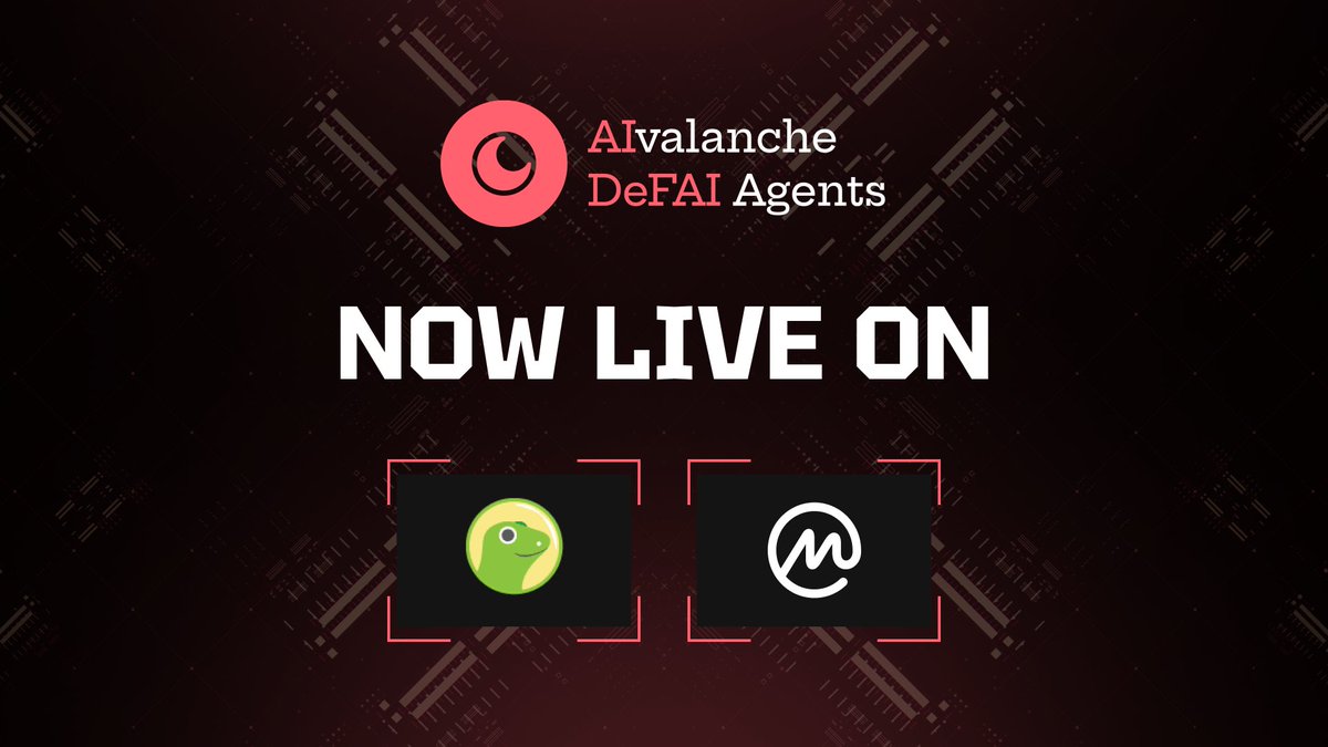 $AVAXAI has gone live on CoinmarketCap and CoinGecko!

With millions in trading volume across various exchanges, AIvalanche DeFAI Agents is just getting started.

Team is cooking and we have some exciting news to share over the next few days.

Don’t miss your chance to ride the