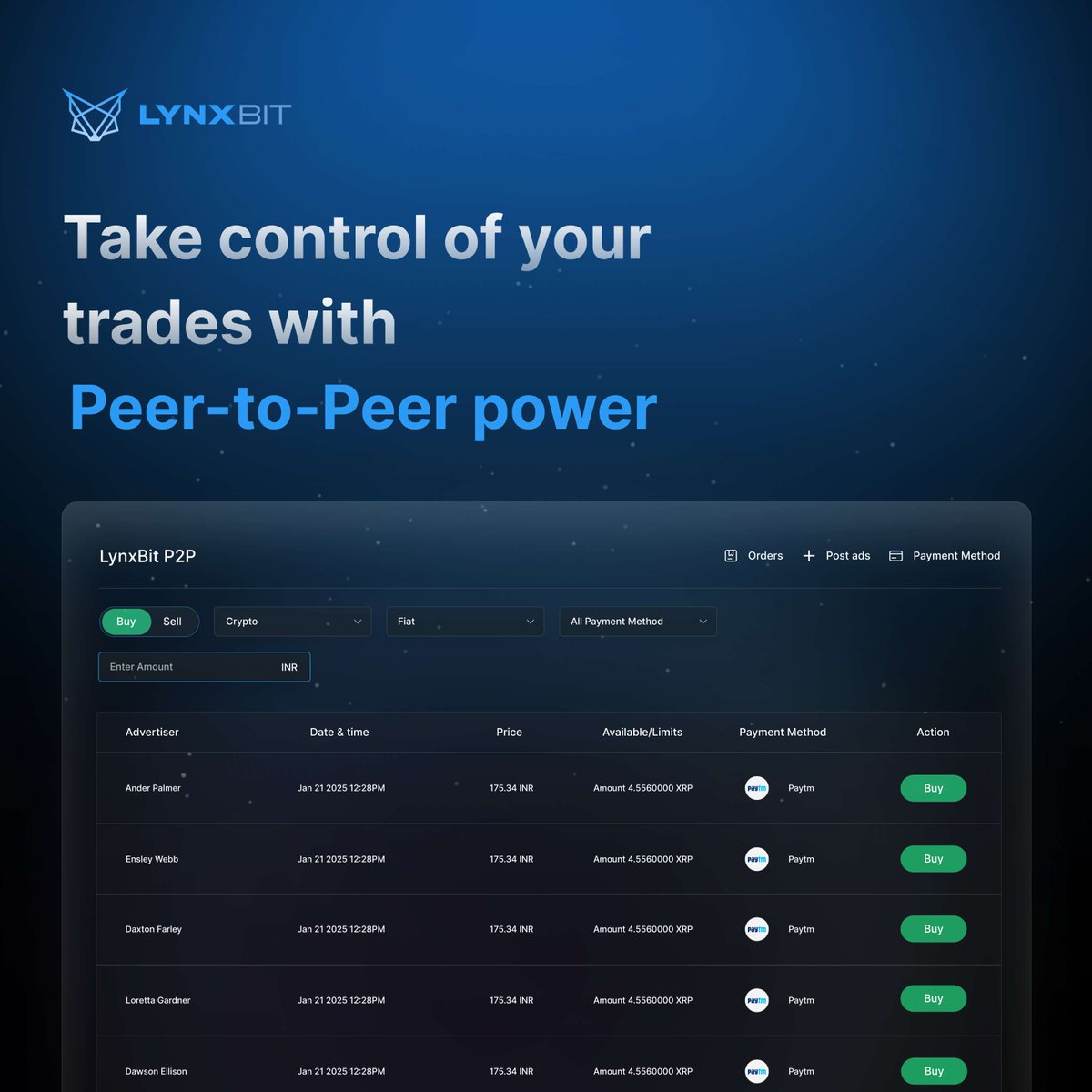 LynxBitOfficial's tweet photo. 📈 Seamless P2P Crypto Trading with LynxBit! 🚀 Control trades on our platform. Buy/sell crypto securely. 🌟 Why LynxBit? ✅ User-friendly ✅ Flexible Payments ✅ Transparent Pricing ✅ Built-In Safety 💡 Trade your way! #LynxBit #CryptoTrading #PeerToPeer #Blockchain https://t.co/GO1EApTviN