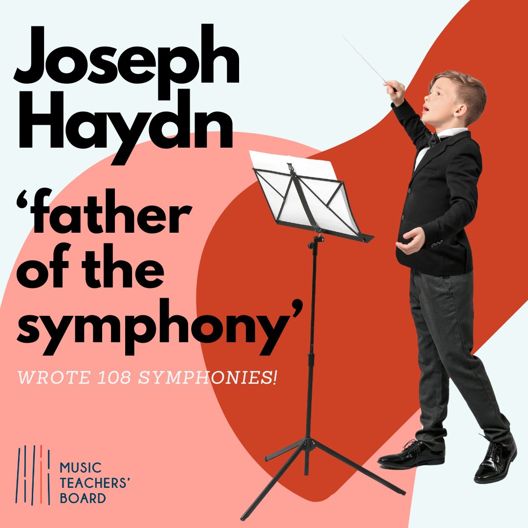 Joseph Haydn (1732 - 1809) - the 'Father' of the Symphony. Haydn’s ability to compose quickly &amp; efficiently allowed him to produce a vast body of work during his lifetime. This includes 108 symphonies! Have you checked out our Grade 6 Theory syllabus? mtbexams.com/syllabus/music…