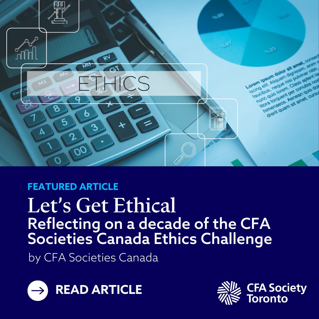For 10 years, the #CFASocietiesCanada #Ethics Challenge has helped students navigate ethical dilemmas, sharpen critical thinking, and prepare for careers in #finance. 🏆📈

Read from past participants &amp; why #ethicsinfinance matters: cfatoronto.ca/insights-and-u…

#CFASocietyToronto