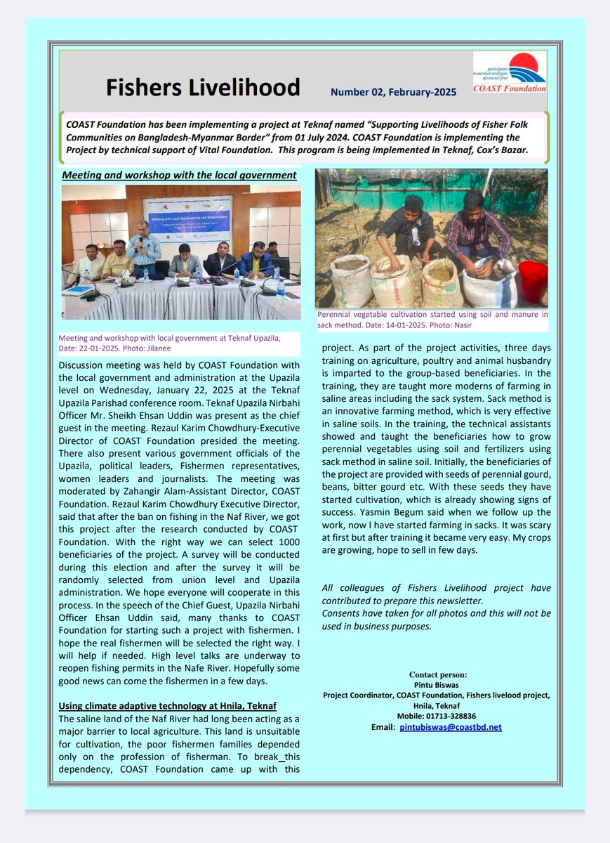 Pintu_BiswasBD's tweet photo. Monthly newsletter is published of COAST Foundation, Fishers Livelihood Project.This project is working on alternative income sources for families affected by the closure of fishing in the Naf River at Teknaf, Cox’s Bazar. 
@CoastFoundation @IqbalUddin @shohag_shahin https://t.co/yuXwlk7Ur8