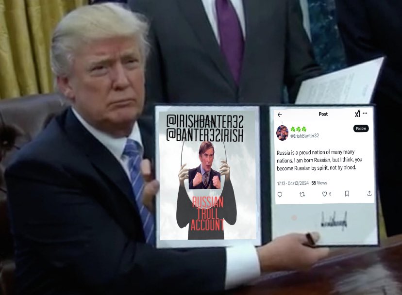 IrelandsCraic32's tweet photo. @IrishBanter32 @StingerDeyan @RealAlexJones You are not Irish but a little angry Russian with many accounts 😂#RussianTrollAlert https://t.co/vIHgQKF9e3