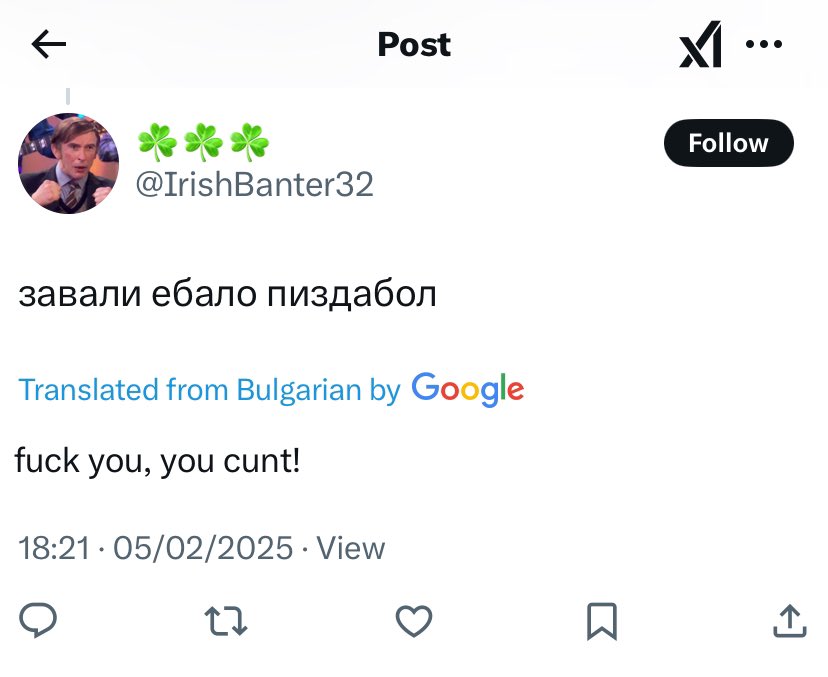 IrelandsCraic32's tweet photo. @IrishBanter32 @StingerDeyan @RealAlexJones You are not Irish but a little angry Russian with many accounts 😂#RussianTrollAlert https://t.co/vIHgQKF9e3