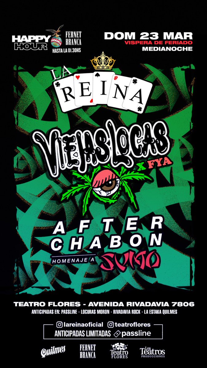 🗓️ DOM 23•03 - <a href="/TeatroFlores/">Teatro Flores 🎭</a> 

SACÁ TU ENTRADA❗️
passline.com/eventos/la-rei…