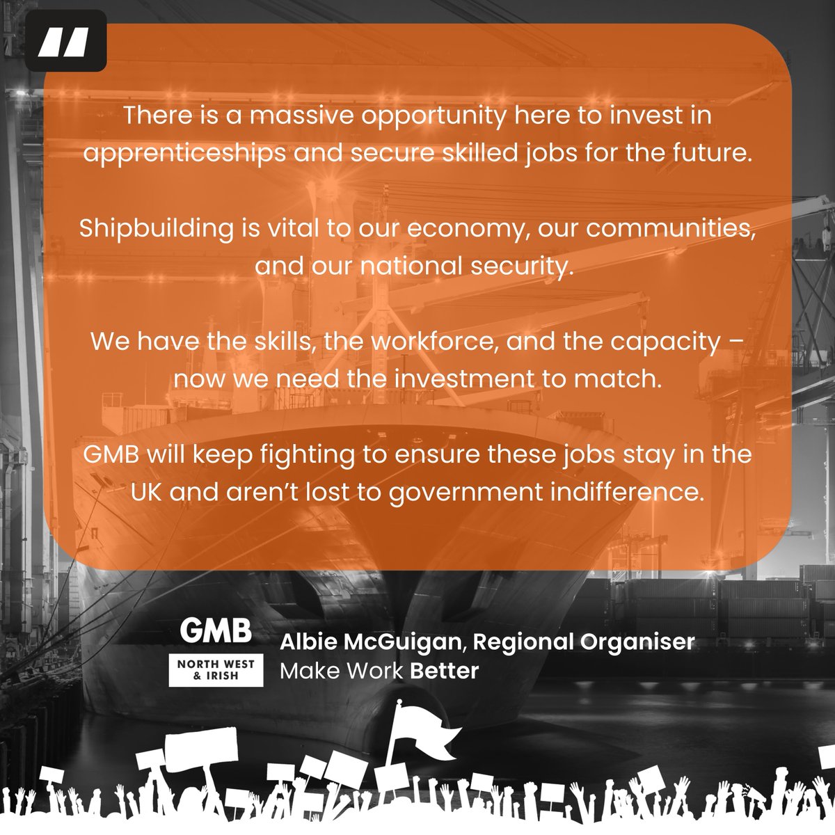 🚢 Big opportunities at Cammell Laird—if the government doesn’t let them sink!

Skilled workers, and a bright future... but we need investment to keep British shipbuilding afloat! 🛟

📰 Read the full story here 👉 gmb.org.uk/news/governmen…

🎥 Watch GMB General Secretary