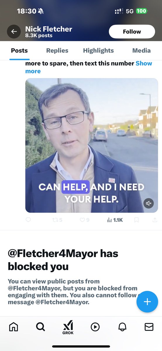 Wow!  Even blocked on his new  X account! Obviously doesn't like scrutiny or to be held to account.