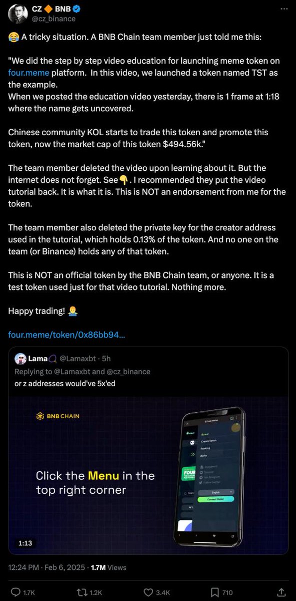 This is the second time CZ has tweeted about <a href="/four_meme_/">Four.Meme</a> - the leading launchpad on BNB

x.com/cz_binance/sta…

x.com/cz_binance/sta…

$ANDY is the highest mcap on four dot meme EVER! There is a high chance that <a href="/cz_binance/">CZ 🔶 BNB</a> is very clear of what <a href="/andybsctoken/">ANDY ON BSC</a> is building 👀