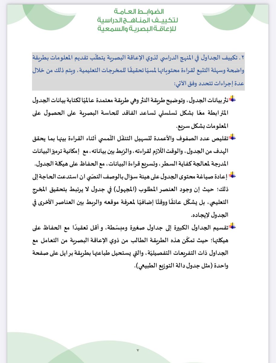Munira_Ruzaiqi's tweet photo. ✨كيف يتم التعامل مع الجدوال التي تتطلب تكييفًا في المحتوى التعليمي لذوي الإعاقة البصرية؟
(أُلخص ذلك في المرفق التوضيحي):
@kscdr 
@SpeciaEdl 
@EduGovOman 
#تعلم_مستدام 
#برايل 
#التربية_الخاصة https://t.co/R5DT4OlGJB