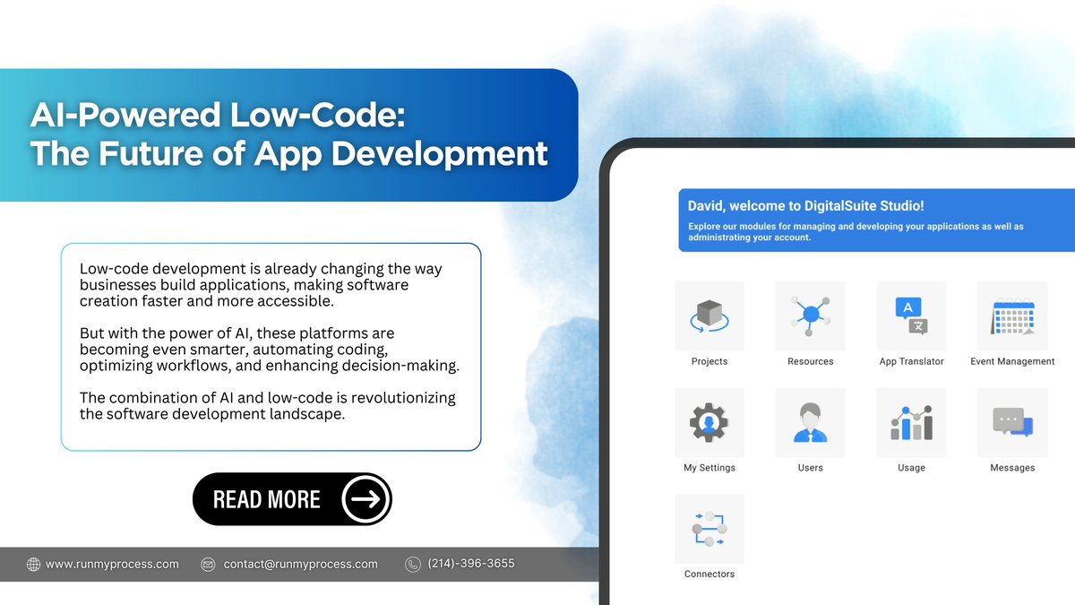 runmyprocess's tweet image. AI is transforming low-code development—faster builds, smarter automation, and limitless innovation. Don&apos;t get left behind!

Read more: runmyprocess.com/blog-2/enchanc…

#AItransformation #LowCodeDevelopment #FasterBuilds #SmarterAutomation #LimitlessInnovation #DontGetLeftBehind…