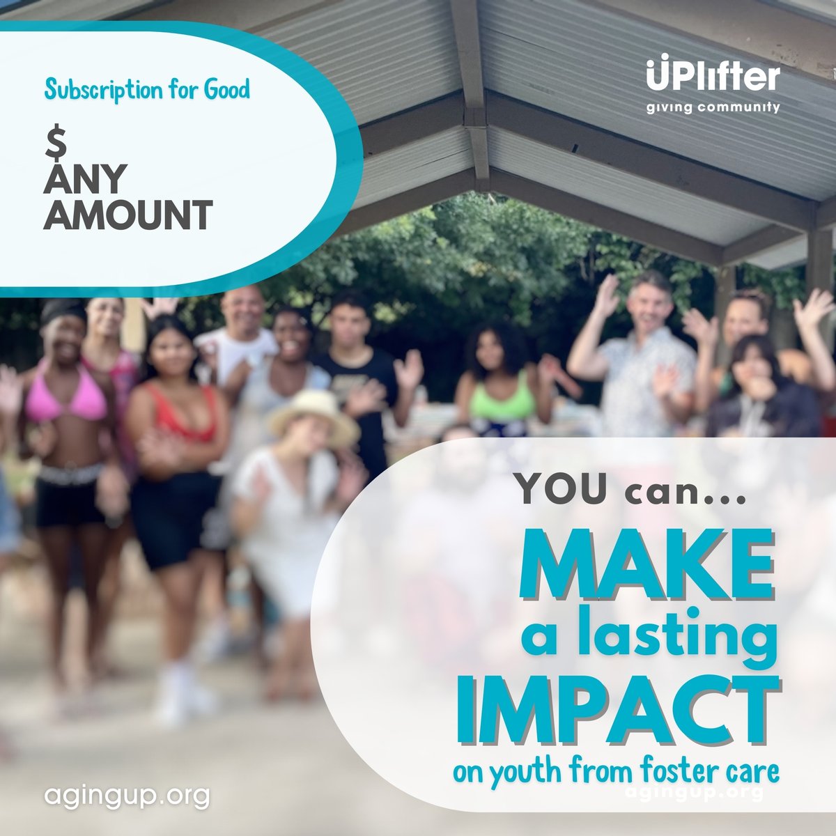 aging_UP's tweet photo. If “giving back” is on your 2025 resolution or goals list, here's your chance! ⭐ Become an #UPlifter with a monthly investment to empower youth from #fostercare with mentorship, life skills and fun. 💪 https://t.co/BThEULWwqR to act now or learn more. https://t.co/EpbeM6HaVt