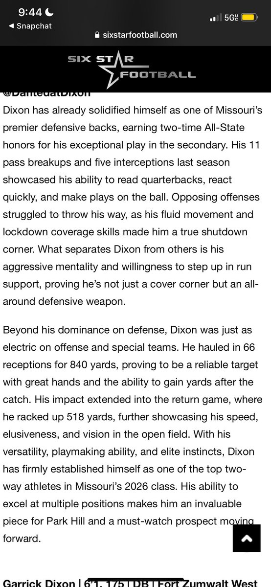 Dante A Dixon (@dantedatdixon) on Twitter photo Thank you <a href="/6starfootballMO/">Six Star Football | MISSOURI</a> for the write up!
<a href="/JPRockMO/">JP Rock</a> <a href="/PrepsKC/">PrepsKC</a> <a href="/CoachAndySims/">Coach Sims</a> <a href="/810varsity/">810 Varsity</a> Thank you <a href="/6starfootballMO/">Six Star Football | MISSOURI</a> for the write up!
<a href="/JPRockMO/">JP Rock</a> <a href="/PrepsKC/">PrepsKC</a> <a href="/CoachAndySims/">Coach Sims</a> <a href="/810varsity/">810 Varsity</a>