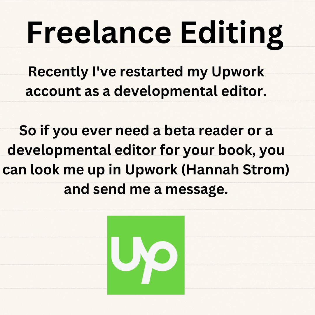 HannahStrom9's tweet photo. I've restarted my freelance editing gig. I do developmental edits and beta reading on Upwork.

#Upwork #upworkgig #freelance #freelanceediting #freelancegig #developmentaleditor #betareader #developmentaledits #englishmajor #creativewritingmajor #forhire #editorforhire https://t.co/5mVIBripRH