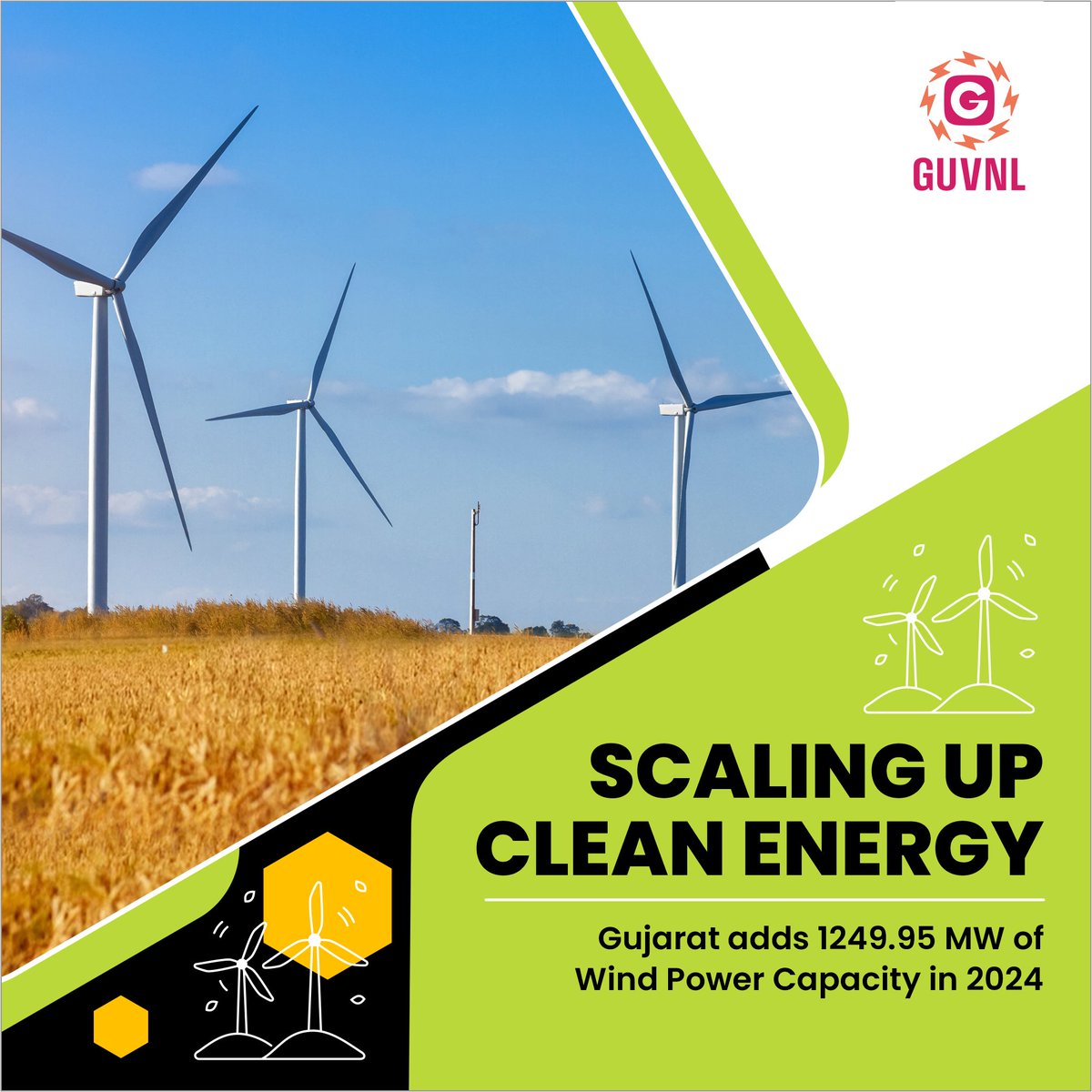 Gujarat’s wind energy sector continues to grow, adding 1249.95 MW of new capacity in 2024. With a strong commitment to clean energy and sustainability, the state is reinforcing its position as a leader in India's renewable energy transition.

#GUVNL #WindEnergy #CleanEnergy