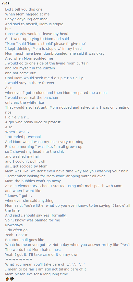 Chat highlights: Ha Sooyoung the protesting child (250206)

Text links:
reddit.com/r/LOONA/commen…