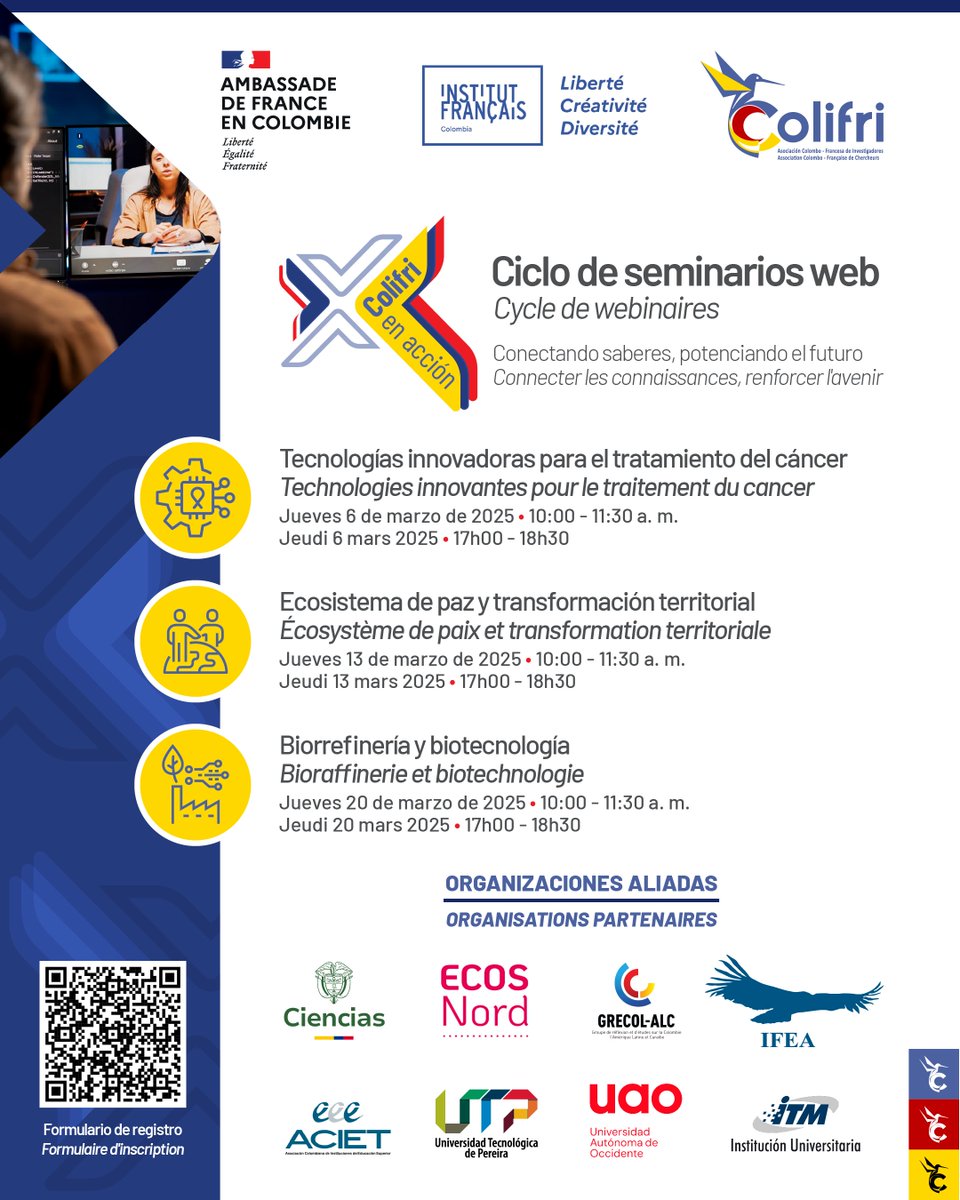 Colifri_Recherche (@colifrir) on Twitter photo <a href="/ColifriR/">Colifri_Recherche</a> Colombia, en el marco del proyecto Fonds Équipe France - FEF-R liderado por <a href="/France_Colombia/">Francia en Colombia 🇫🇷🇪🇺</a> y el <a href="/IF_Colombie/">Institut Français de Colombie</a>, les invita a participar en #ColifrienAcción, una serie de seminarios web diseñados para fortalecer la cooperación científica bilateral. <a href="/ColifriR/">Colifri_Recherche</a> Colombia, en el marco del proyecto Fonds Équipe France - FEF-R liderado por <a href="/France_Colombia/">Francia en Colombia 🇫🇷🇪🇺</a> y el <a href="/IF_Colombie/">Institut Français de Colombie</a>, les invita a participar en #ColifrienAcción, una serie de seminarios web diseñados para fortalecer la cooperación científica bilateral.