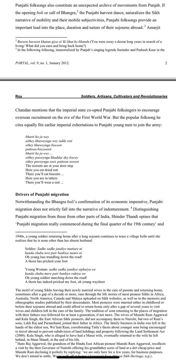 The first time I’ve come across this. Here is an example of the Colonial administration using Panjabi Folksongs to encourage overseas recruitment: 

Maybe it’ll be interesting to trace anti-colonial songs and pro-colonial songs in this era…