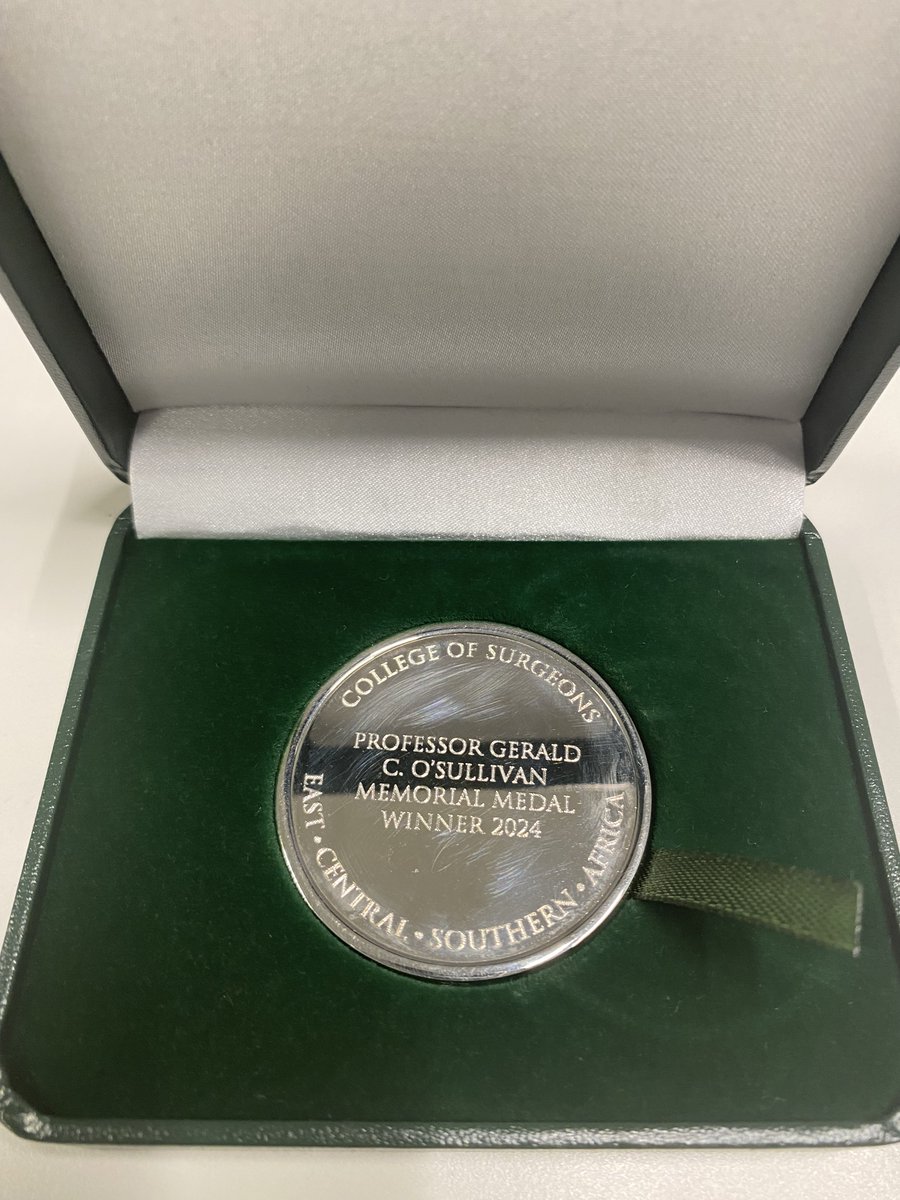Congratulations Dr Wambi David, plastic surgeon from Uganda, and the top <a href="/cosecsa/">COSECSA</a> Candidate of 2024, who was awarded the Prof Gerald O’Sullivan medal at #RCSICharter.

The medal was presented to David by <a href="/RCSI_Irl/">RCSI</a> President Prof Deborah McNamara and Prof O'Sullivan's wife Breda.