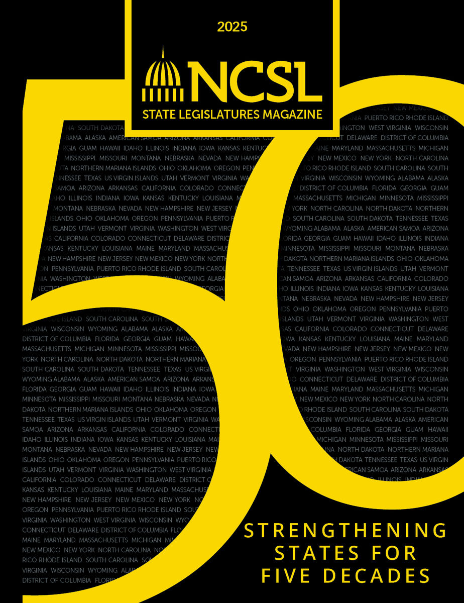NCSLorg's tweet photo. Celebrating 50 years of bipartisan advocacy, the 50th Anniversary Edition of the State Legislatures Magazine highlights the legislative strengthening movement, legislator and staff profiles, 50 key milestones, and more.

Read it here: https://t.co/6VbRqDZ8Sb #NCSL50 https://t.co/xs8wDvjxSw
