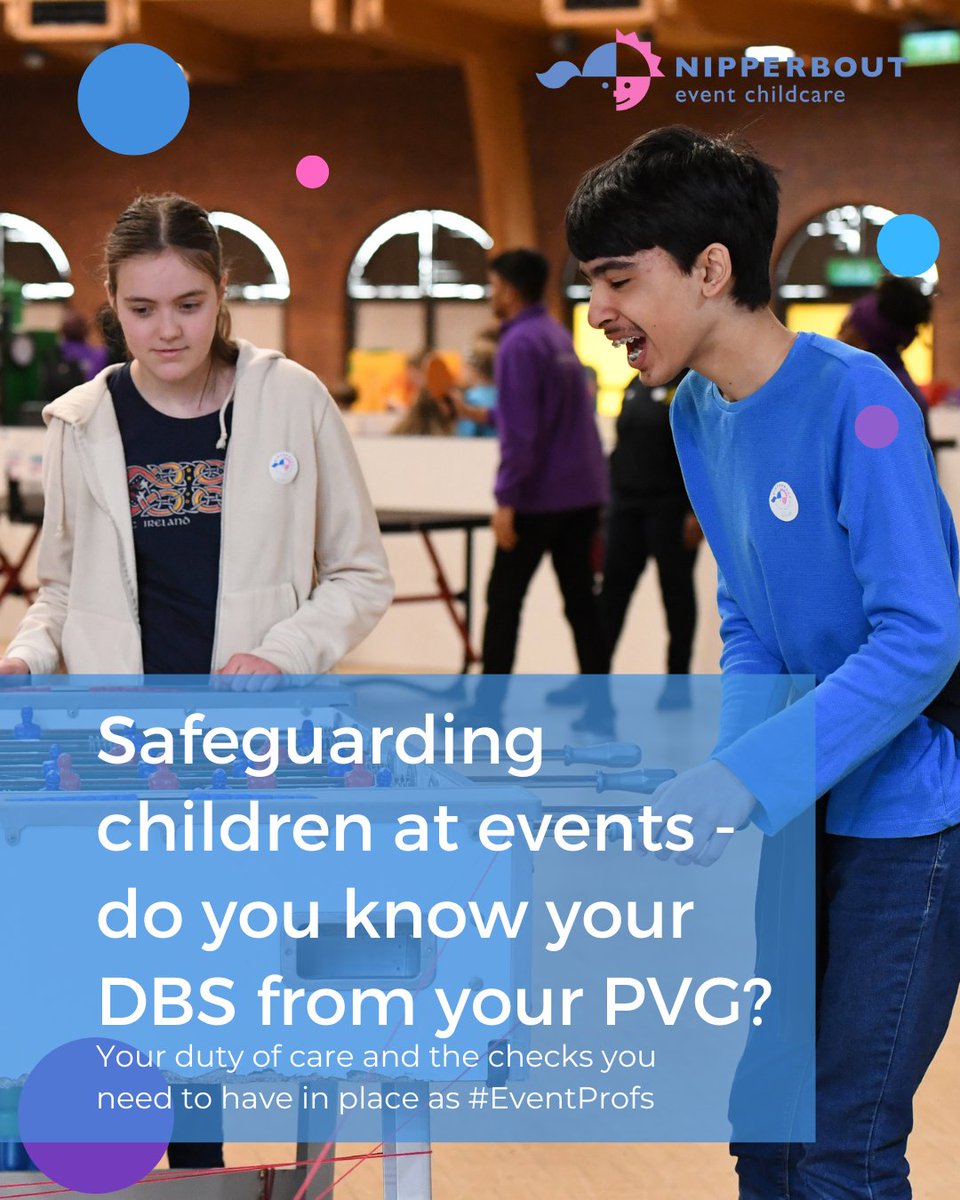 DBS or PVG? POCA or POVA? Standard or enhanced? Are you meeting your duty of care #EventProfs?

nipperbout.com/event-tipbits/…

#EventSafeguarding #DBS #EventPlanning #SafeguardingChildren #EventSecurity
