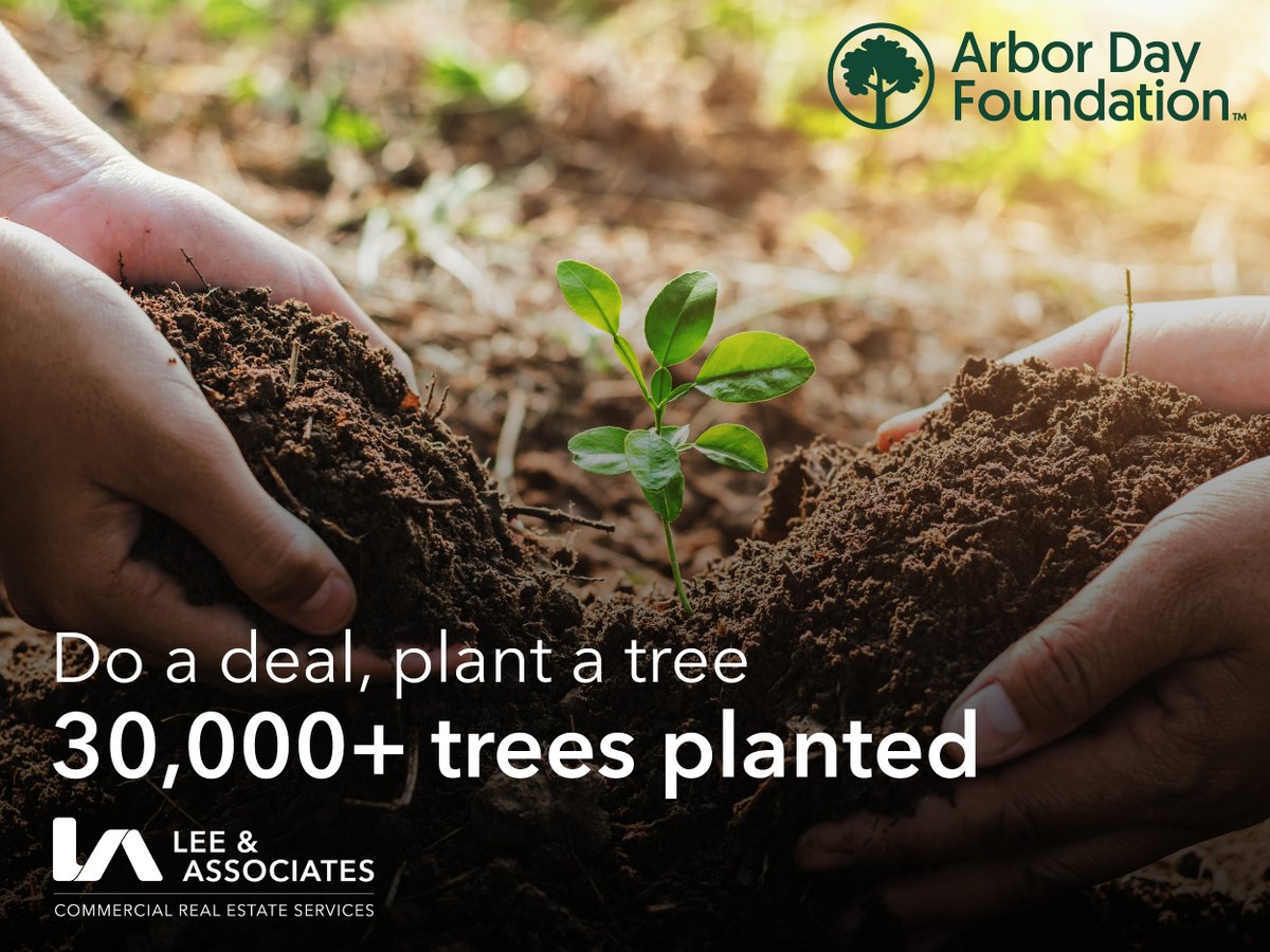 Lee & Associates (@leeassociatesre) on Twitter photo Thanks to the dedication of our Lee & Associates offices, we have now contributed to the planting of over 30,000 trees across the U.S. through <a href="/arborday/">Arbor Day Foundation</a>. Turning closed deals into a real environmental impact.
#LeeAssociates #TheArborDayFoundation Thanks to the dedication of our Lee & Associates offices, we have now contributed to the planting of over 30,000 trees across the U.S. through <a href="/arborday/">Arbor Day Foundation</a>. Turning closed deals into a real environmental impact.
#LeeAssociates #TheArborDayFoundation