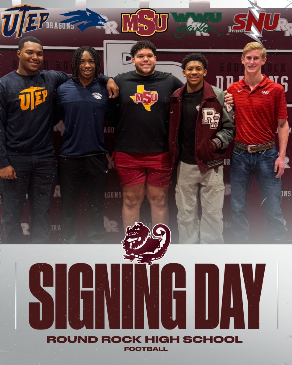 Round Rock Football (@roundrockfb) on Twitter photo Congrats to Justin Lee, Aiden Walker, Rylan Mathis, Elijah Johnson and Noah Cockerham for signing to play college football at the next level yesterday! #BREAL #BROTHERHOOD
<a href="/Justinlee07atx/">Justin Lee 3⭐️</a> <a href="/Aidenwalker1813/">Aiden Walker</a> <a href="/rylan_mathis/">Rylan Mathis</a> <a href="/sleeperEJ23/">Elijah Johnson</a> <a href="/NoahCockerham11/">Noah Cockerham</a> Congrats to Justin Lee, Aiden Walker, Rylan Mathis, Elijah Johnson and Noah Cockerham for signing to play college football at the next level yesterday! #BREAL #BROTHERHOOD
<a href="/Justinlee07atx/">Justin Lee 3⭐️</a> <a href="/Aidenwalker1813/">Aiden Walker</a> <a href="/rylan_mathis/">Rylan Mathis</a> <a href="/sleeperEJ23/">Elijah Johnson</a> <a href="/NoahCockerham11/">Noah Cockerham</a>
