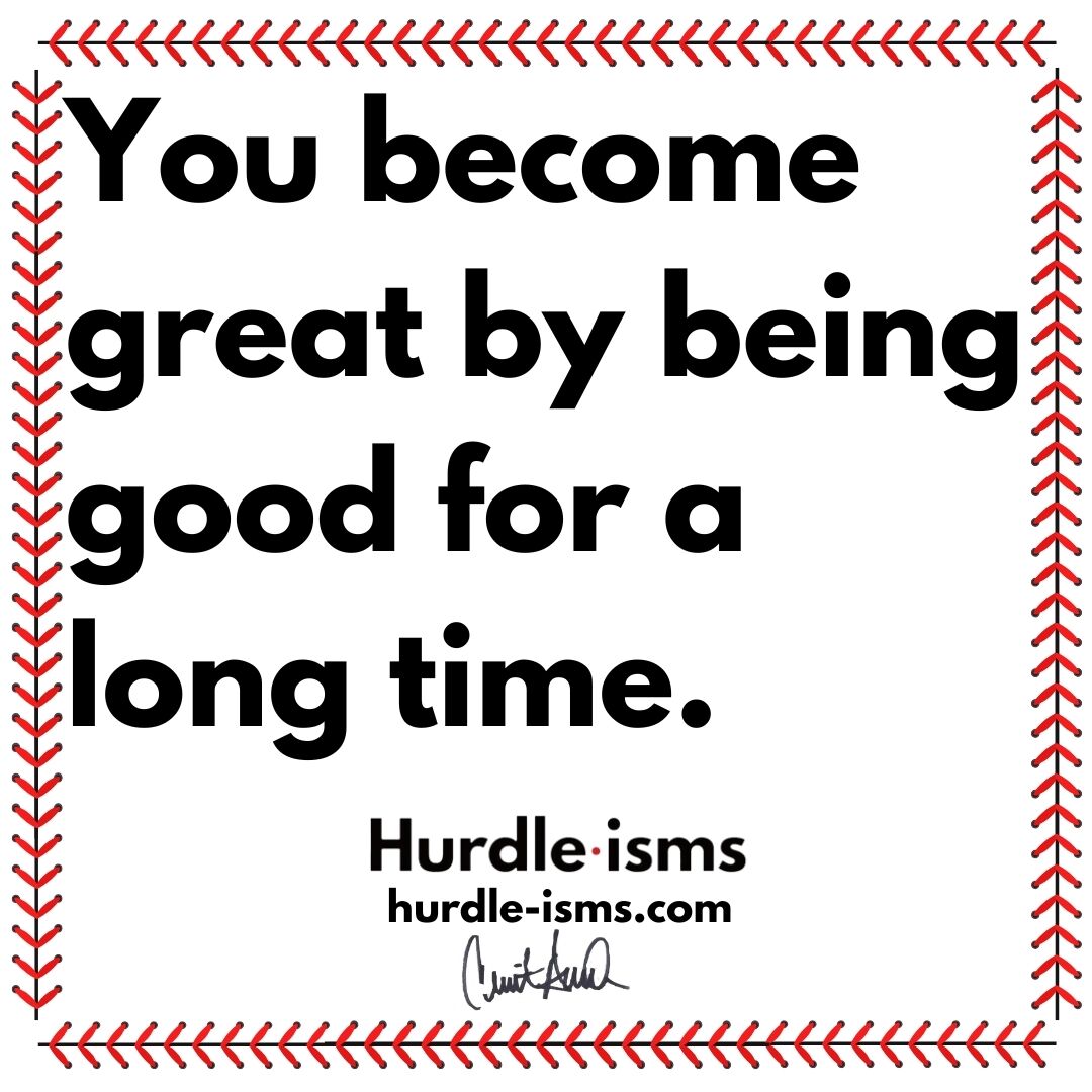 Want to become great? Stop chasing greatness and start being consistently good. 

My buddy Todd Helton would tell you: focus on being good today and let the rest take care of itself. 

Greatness isn't an overnight achievement - it's about stacking good days, one at a time.