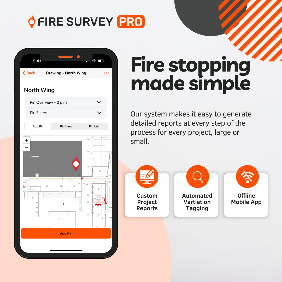 A cost-effective passive #fireprotection surveying software solution developed alongside fire stopping professionals.

Want a smarter way to manage your inspections? Message us today to see how Fire Survey Pro keeps you on track.

Available on iOS &amp; Android.
