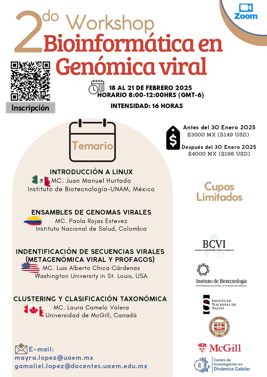 uaemorelos's tweet image. Centro de Investigación en Dinámica Celular #CIDC | 2do Workshop Bioinformática en Genómica Viral | #SomosUAEM #SomosCIDC