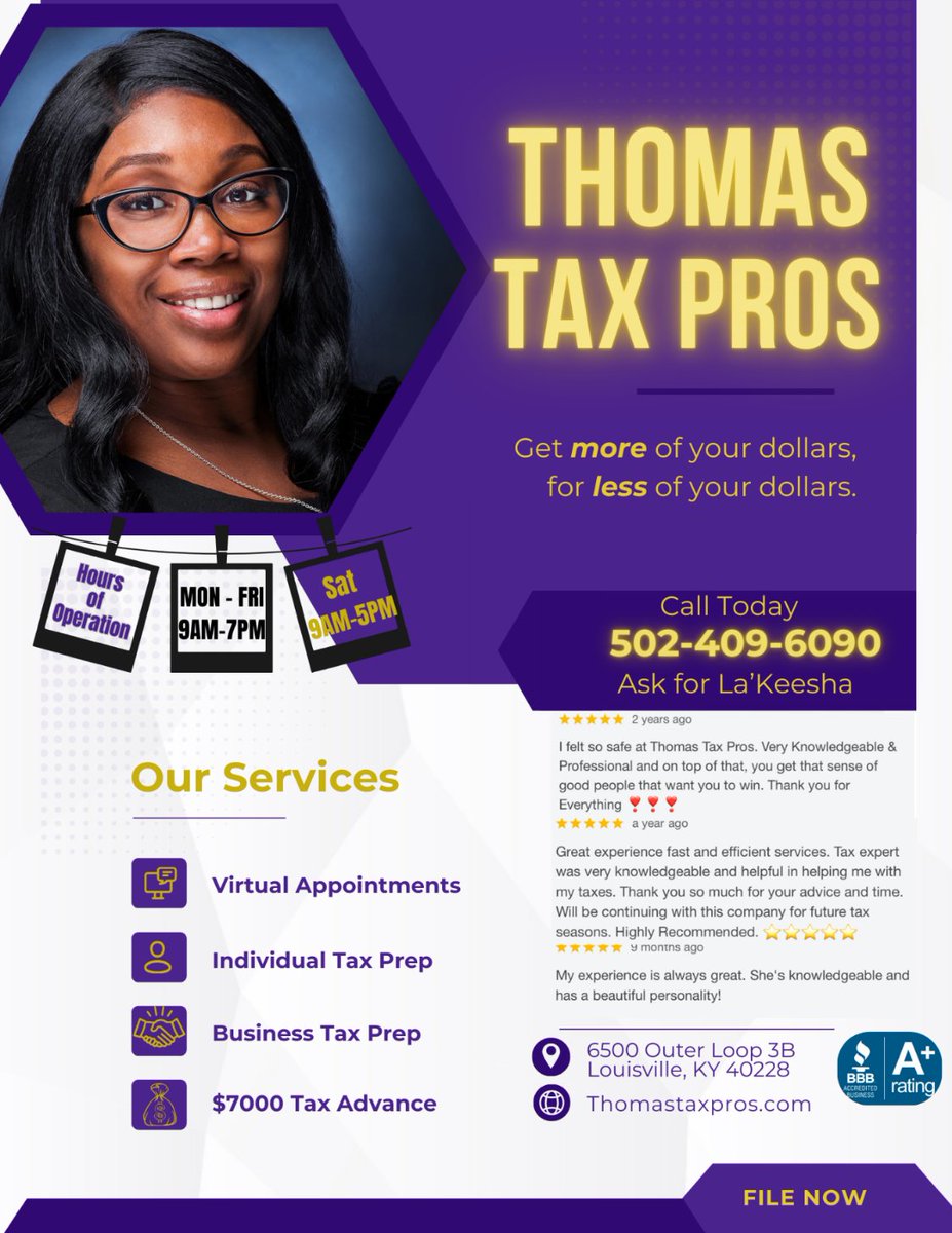 ThomasPros's tweet image. Your W-2 came in the mail, but so did your tax blessing! 🙌🏾
20% OFF tax filing all February! Because celebrating Black excellence includes securing the bag! 💼💵 #FileSmart